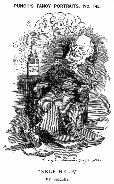 A cartoon drawing of Samuel Smiles from Punch Magazine